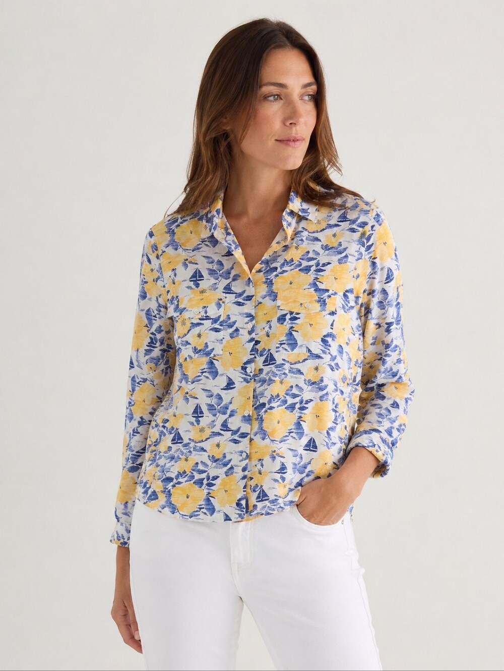 Saint James Floral Cotton Button Down Size 6